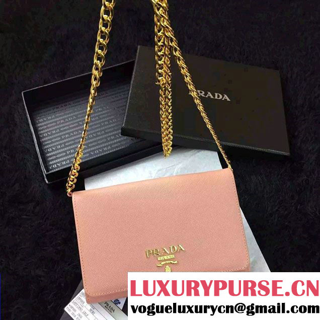 Prada Saffiano Leather Flap Chain Shoulder Wallet 1BP005