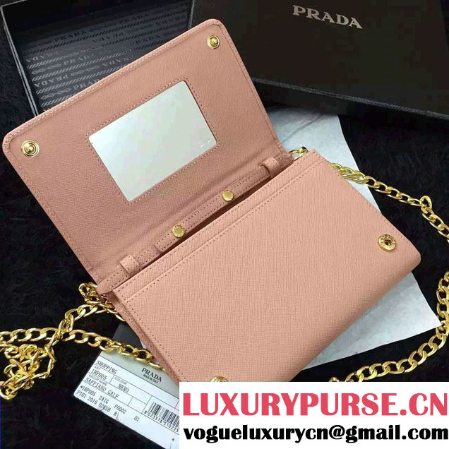 Prada Saffiano Leather Flap Chain Shoulder Wallet 1BP005