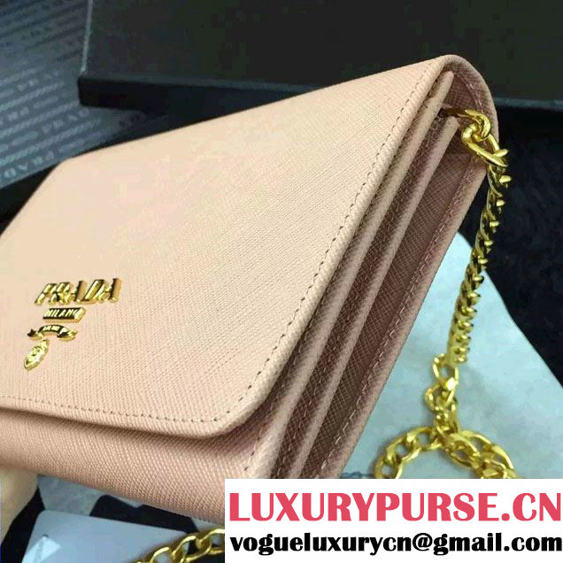 Prada Saffiano Leather Flap Chain Shoulder Wallet 1BP005