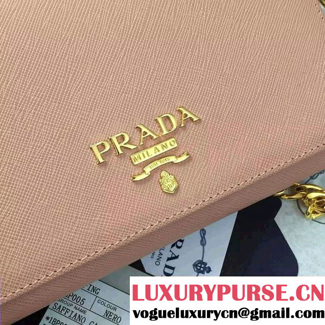 Prada Saffiano Leather Flap Chain Shoulder Wallet 1BP005