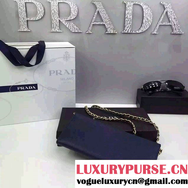 Prada Saffiano Leather Flap Chain Shoulder Wallet 1M1290