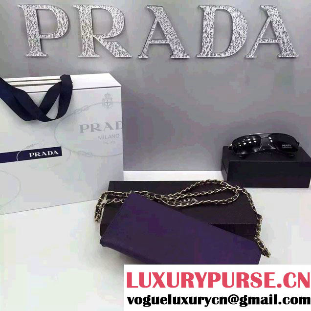 Prada Saffiano Leather Flap Chain Shoulder Wallet 1M1290