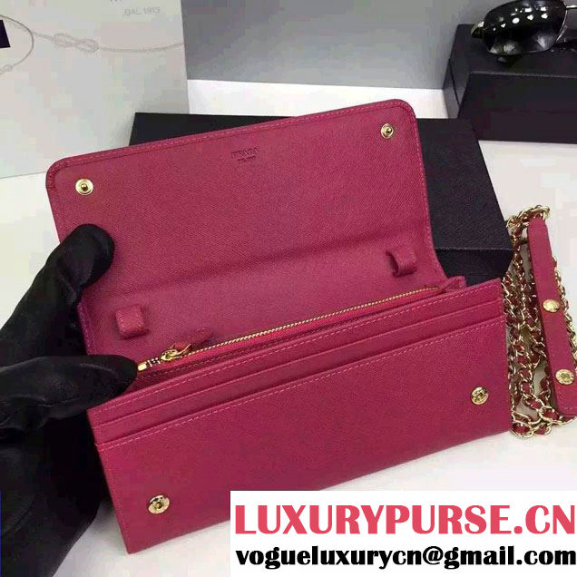 Prada Saffiano Leather Flap Chain Shoulder Wallet 1M1290