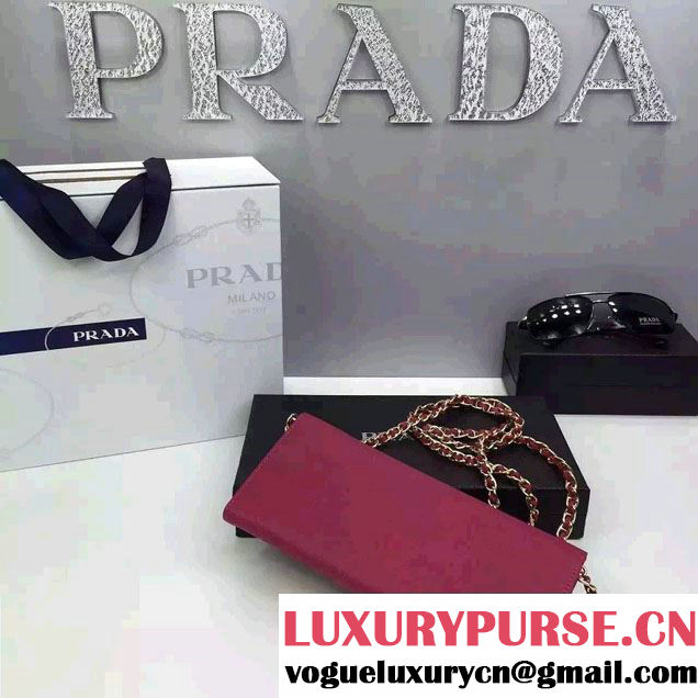 Prada Saffiano Leather Flap Chain Shoulder Wallet 1M1290