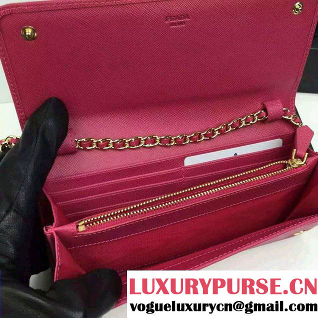 Prada Saffiano Leather Flap Chain Shoulder Wallet 1M1290