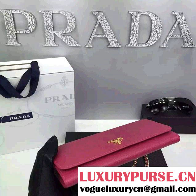Prada Saffiano Leather Flap Chain Shoulder Wallet 1M1290