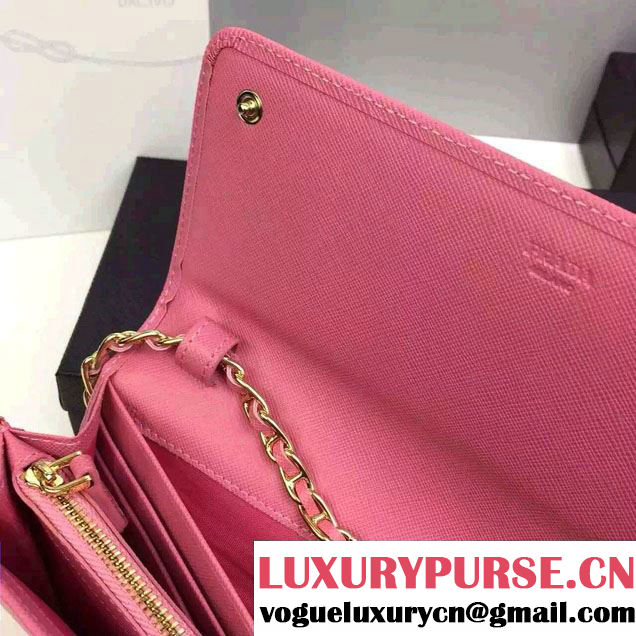 Prada Saffiano Leather Flap Chain Shoulder Wallet 1M1290