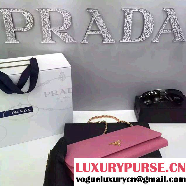 Prada Saffiano Leather Flap Chain Shoulder Wallet 1M1290