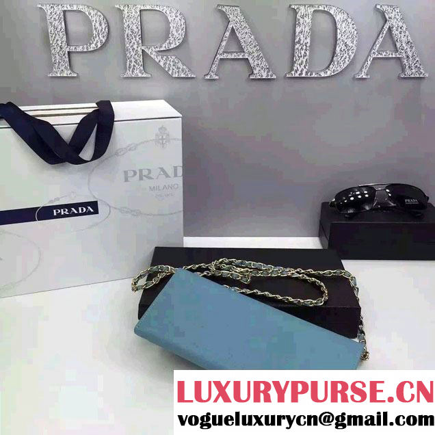 Prada Saffiano Leather Flap Chain Shoulder Wallet 1M1290