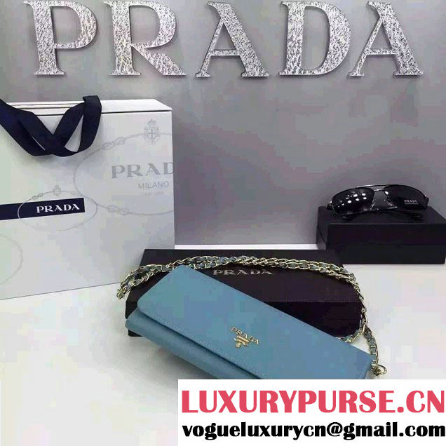 Prada Saffiano Leather Flap Chain Shoulder Wallet 1M1290