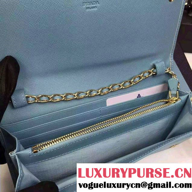 Prada Saffiano Leather Flap Chain Shoulder Wallet 1M1290