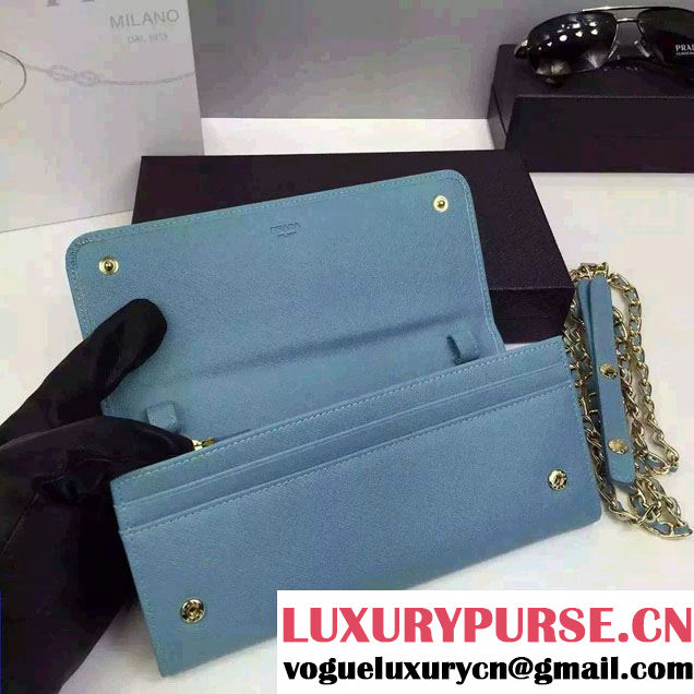 Prada Saffiano Leather Flap Chain Shoulder Wallet 1M1290
