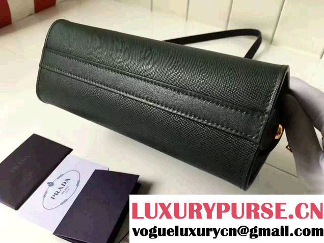 Prada Esplanade Calf and Saffiano Leather Shoulder Bag 1BH043 Green/Black 2016