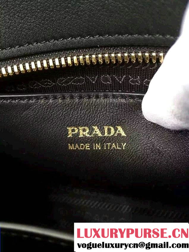 Prada Esplanade Calf and Saffiano Leather Shoulder Bag 1BH043 Khaki/Black 2016