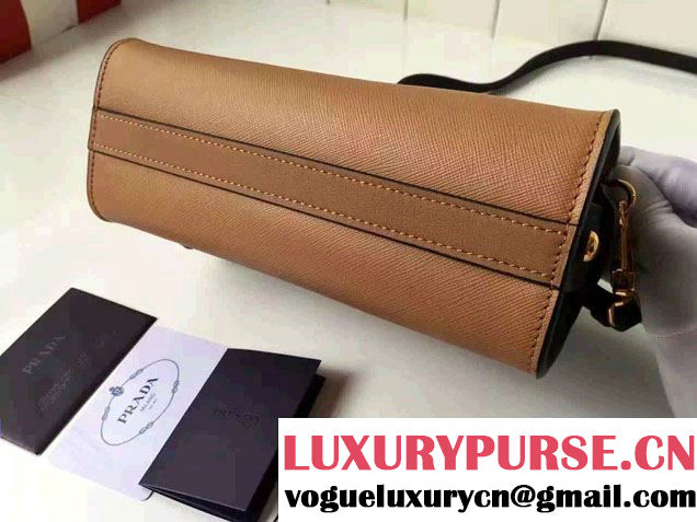 Prada Esplanade Calf and Saffiano Leather Shoulder Bag 1BH043 Khaki/Black 2016