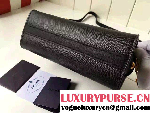 Prada Esplanade Calf and Saffiano Leather Shoulder Bag 1BH043 Black 2016