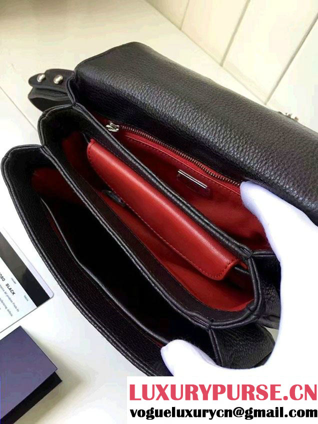 Prada Robot Motif Calf Leather Shoulder Bag 1BD055 Black/Red 2016