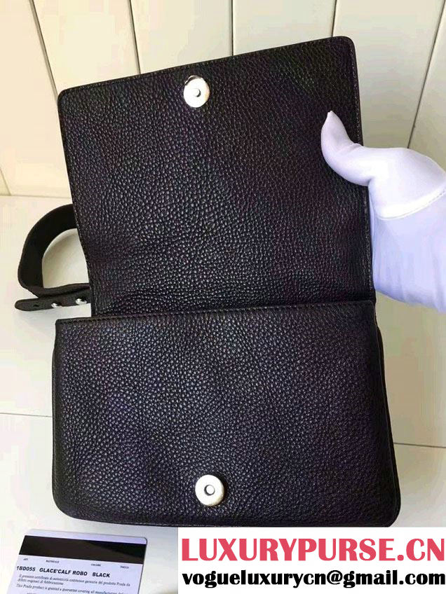 Prada Robot Motif Calf Leather Shoulder Bag 1BD055 Black/White 2016