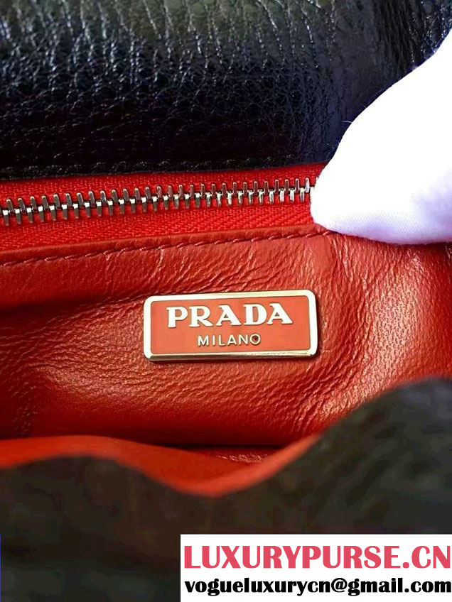 Prada Robot Motif Calf Leather Shoulder Bag 1BD055 Black/White 2016
