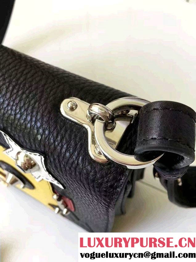 Prada Robot Motif Calf Leather Shoulder Bag 1BD055 Black/Yellow 2016