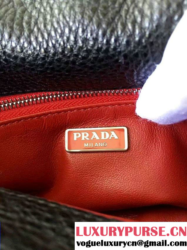 Prada Robot Motif Calf Leather Shoulder Bag 1BD055 Black/Yellow 2016