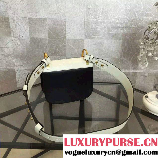 Prada Pionniere Calf Leather Shoulder Bag 1BD039 Black/White 2016