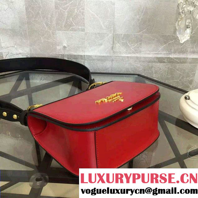 Prada Pionniere Calf Leather Shoulder Bag 1BD039 Red/Black 2016