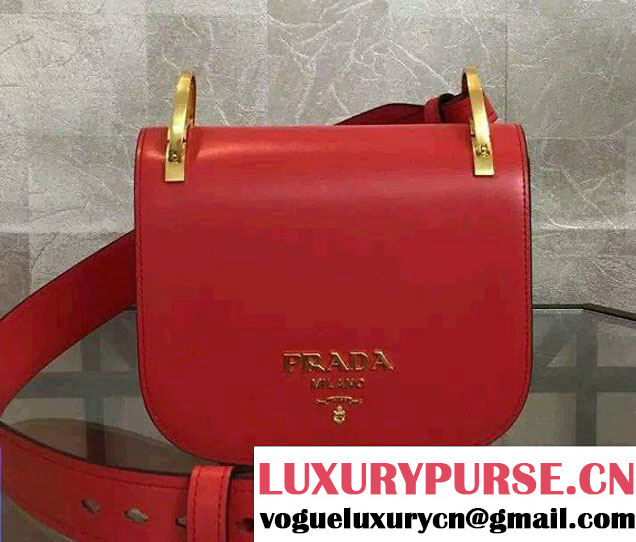 Prada Pionniere Calf Leather Shoulder Bag 1BD039 Red 2016