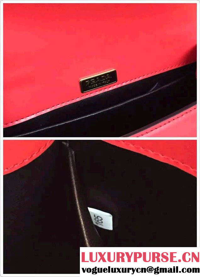 Prada Pionniere Calf Leather Shoulder Bag 1BD039 Red 2016