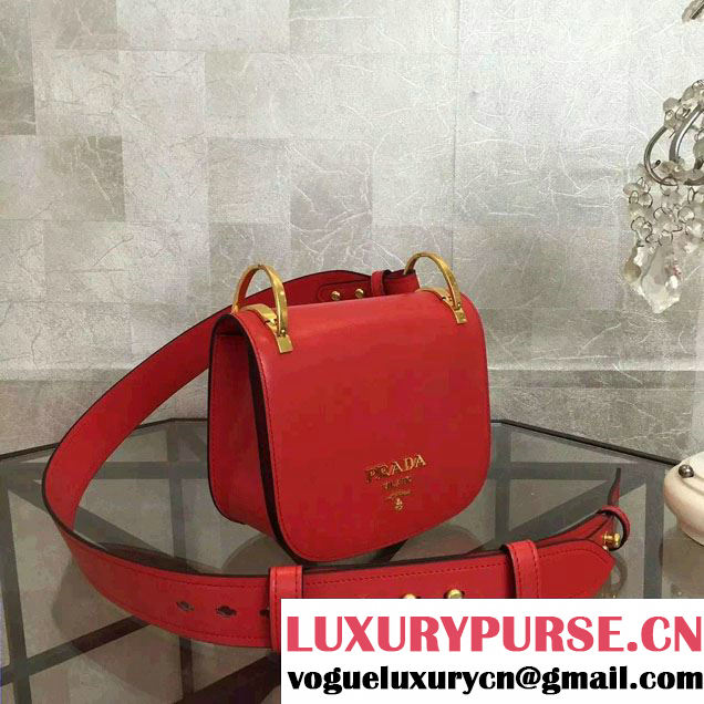 Prada Pionniere Calf Leather Shoulder Bag 1BD039 Red 2016