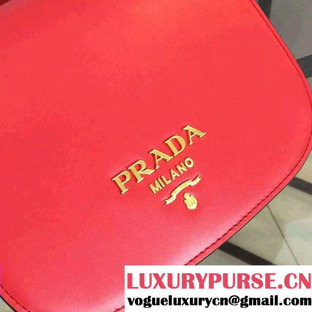 Prada Pionniere Calf Leather Shoulder Bag 1BD039 Red 2016