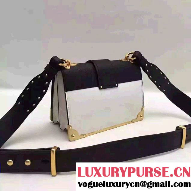 Prada Cahier Calf Leather Shoulder Bag 1BD045 White/Black 2016