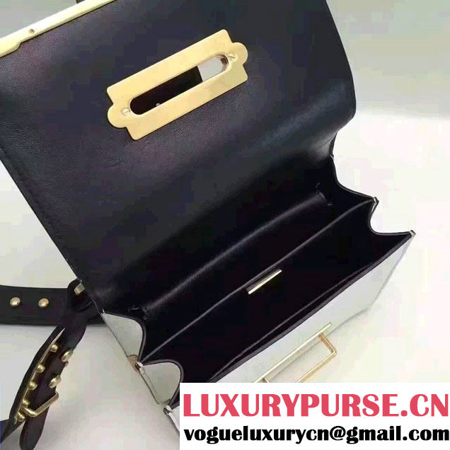 Prada Cahier Calf Leather Shoulder Bag 1BD045 White/Black 2016