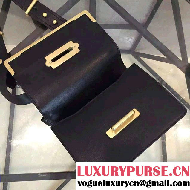 Prada Cahier Calf Leather Shoulder Bag 1BD045 Black/White 2016