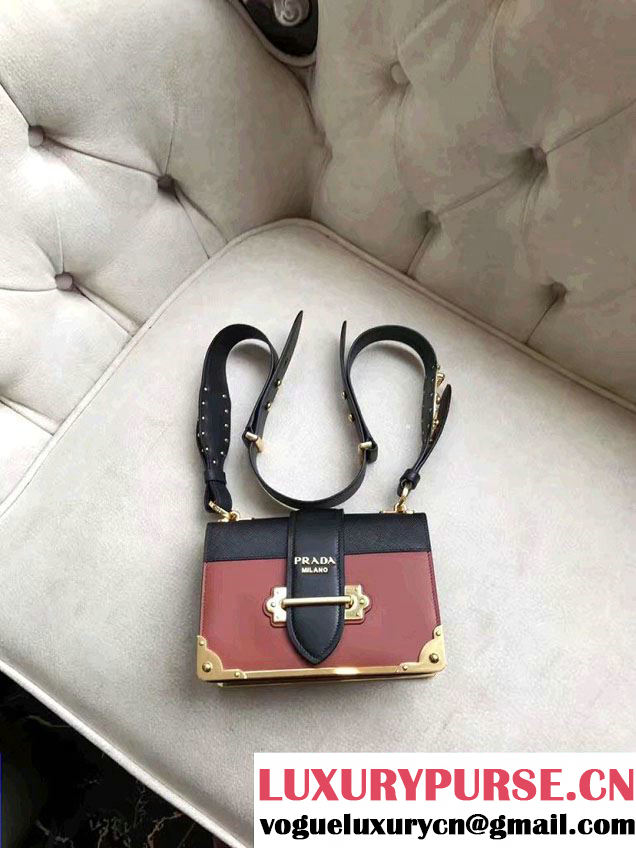 Prada Cahier Calf Leather Shoulder Bag 1BD045 Coffee/Black 2016
