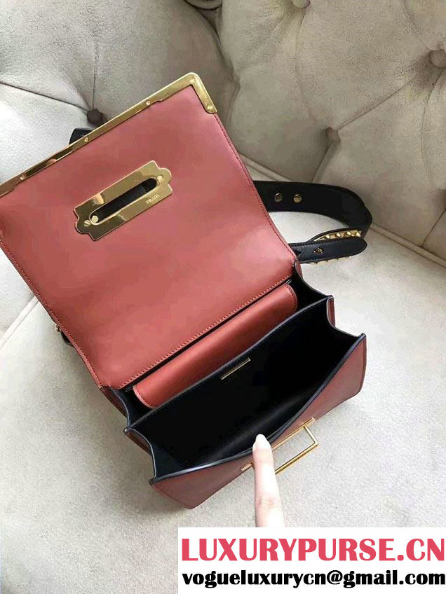 Prada Cahier Calf Leather Shoulder Bag 1BD045 Coffee/Black 2016