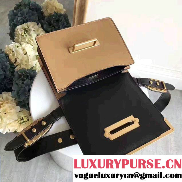 Prada Cahier Calf Leather Shoulder Bag 1BD045 Caramel/Black 2016