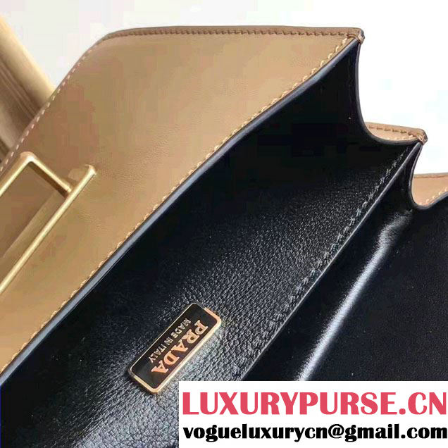 Prada Cahier Calf Leather Shoulder Bag 1BD045 Caramel/Black 2016