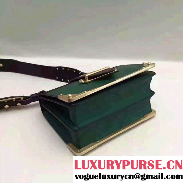 Prada Cahier Calf Leather Shoulder Bag 1BD045 Green/Black 2016