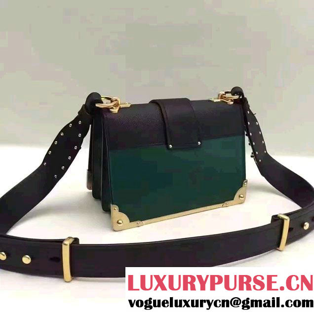 Prada Cahier Calf Leather Shoulder Bag 1BD045 Green/Black 2016