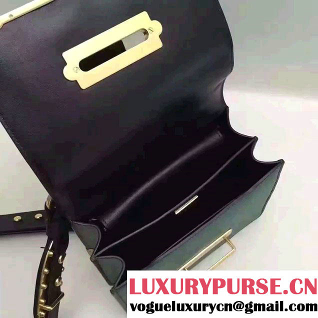 Prada Cahier Calf Leather Shoulder Bag 1BD045 Green/Black 2016
