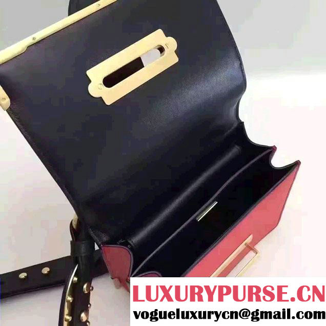 Prada Cahier Calf Leather Shoulder Bag 1BD045 Red/Black 2016