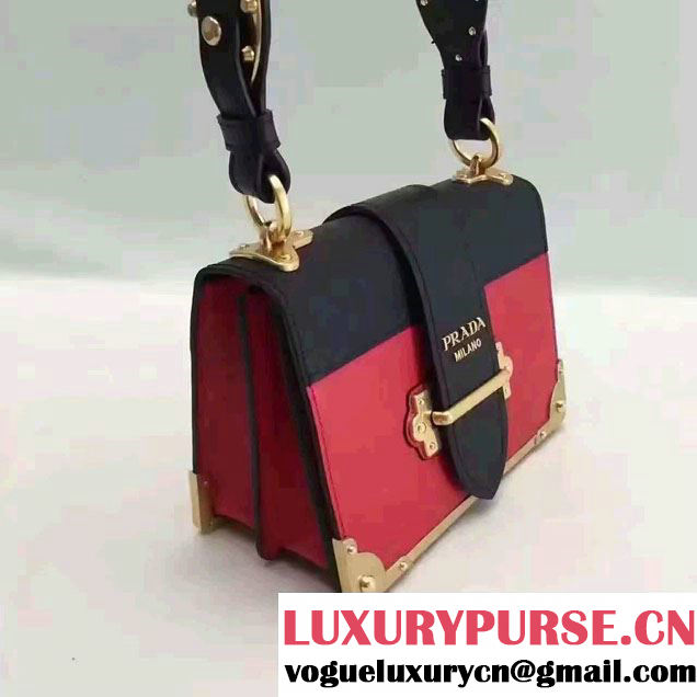 Prada Cahier Calf Leather Shoulder Bag 1BD045 Red/Black 2016