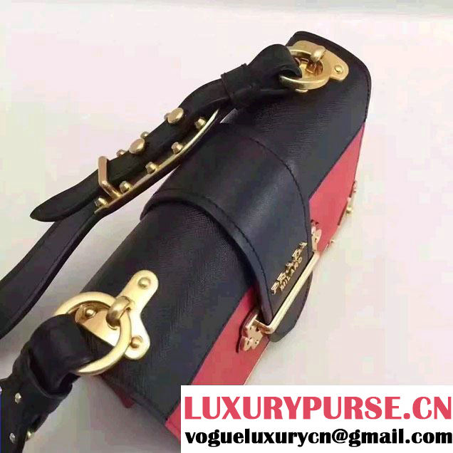 Prada Cahier Calf Leather Shoulder Bag 1BD045 Red/Black 2016