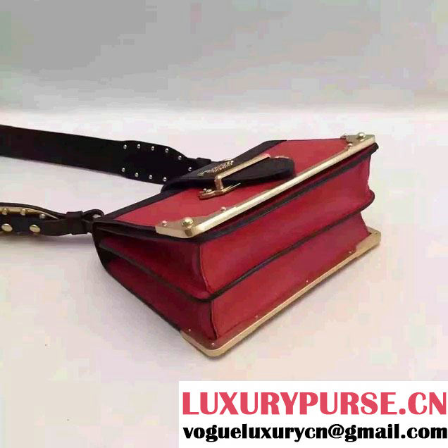 Prada Cahier Calf Leather Shoulder Bag 1BD045 Red/Black 2016