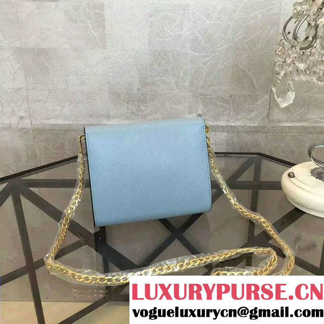 Prada Saffiano Leather Shoulder Bag 1BH007 Sky Blue 2016