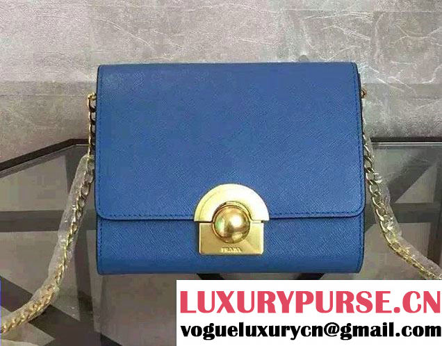 Prada Saffiano Leather Shoulder Bag 1BH007 Blue 2016