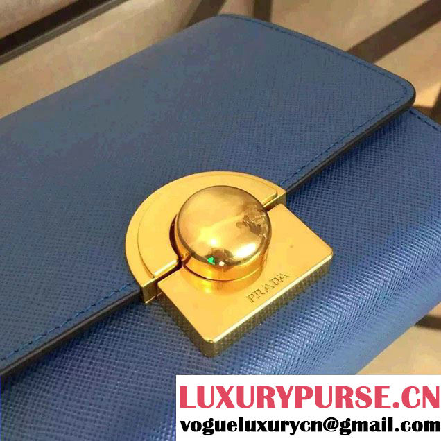 Prada Saffiano Leather Shoulder Bag 1BH007 Blue 2016
