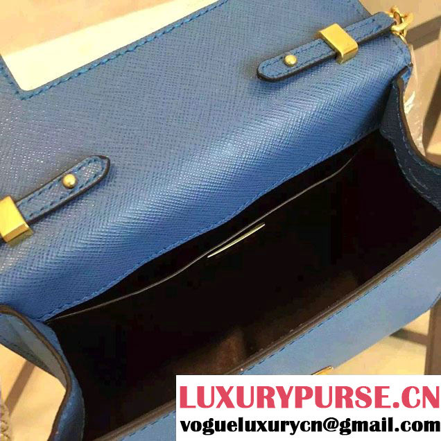Prada Saffiano Leather Shoulder Bag 1BH007 Blue 2016