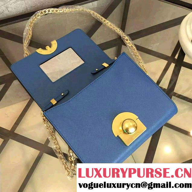 Prada Saffiano Leather Shoulder Bag 1BH007 Blue 2016